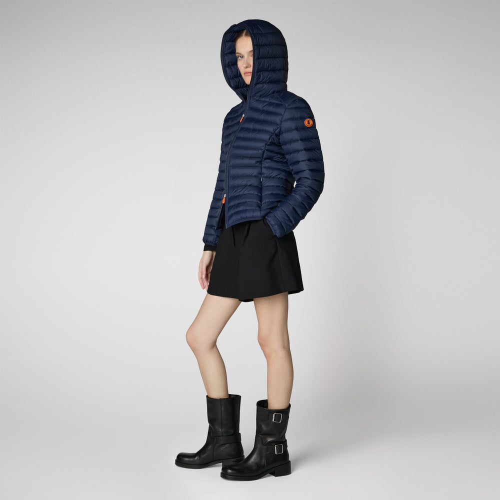 Save the duck Piumino animal free con cappuccio donna Daisy blu navy 2025