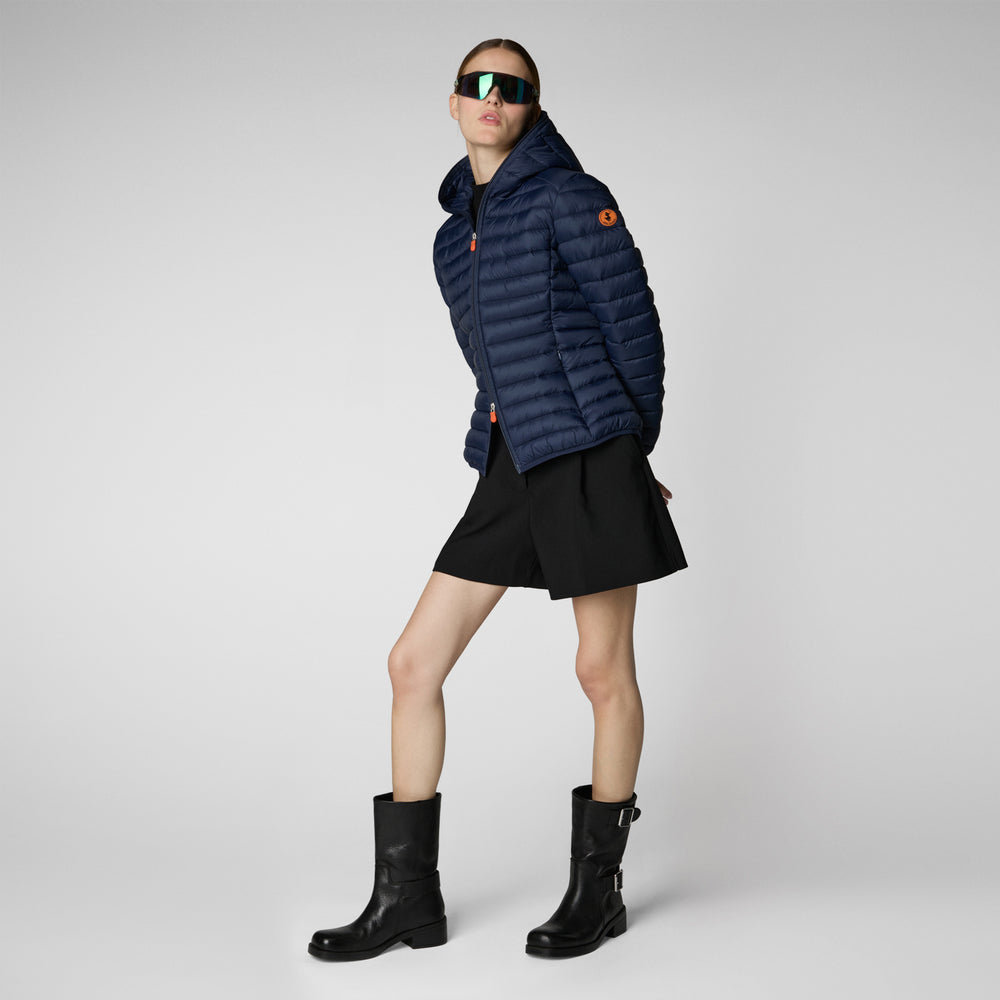 Save the duck Piumino animal free con cappuccio donna Daisy blu navy 2025