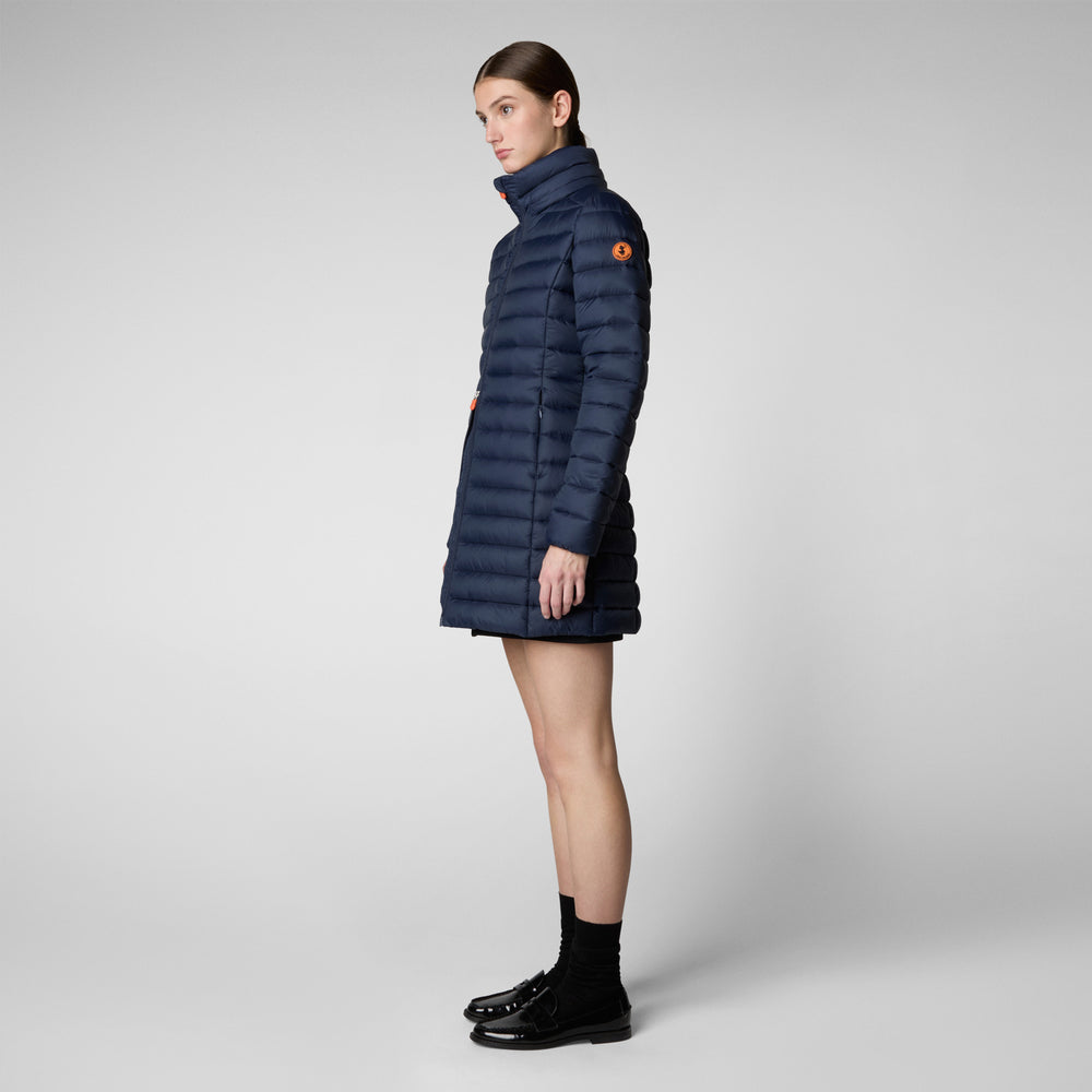 Save the duck PIUMINO ANIMAL FREE CON CAPPUCCIO DONNA CAROL BLU NAVY Sconti questo mese