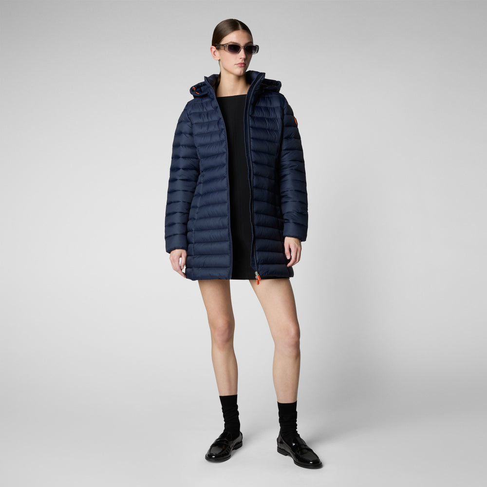 Save the duck PIUMINO ANIMAL FREE CON CAPPUCCIO DONNA CAROL BLU NAVY Sconti questo mese