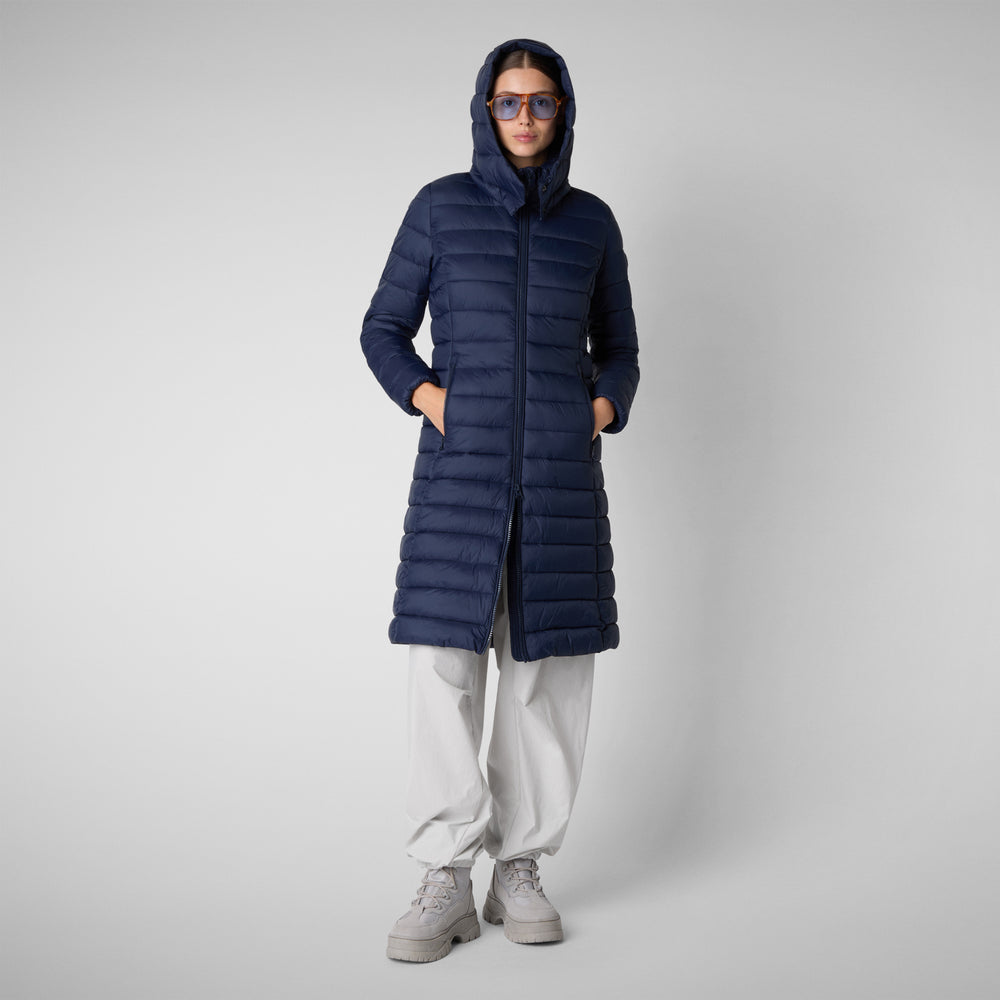 Save the duck PIUMINO ANIMAL FREE CON CAPPUCCIO DONNA EILEEN BLU NAVY Nuovo