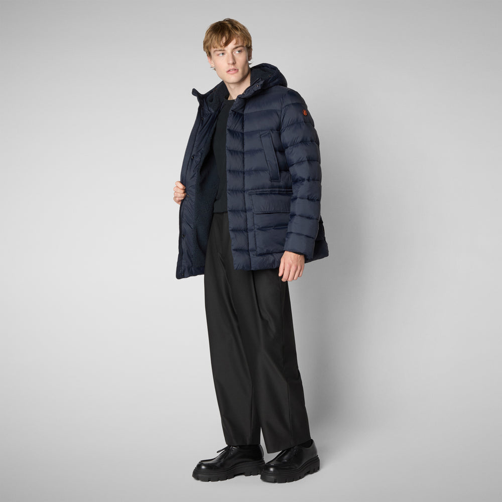 Save the duck PIUMINO ANIMAL FREE CON CAPPUCCIO UOMO LYLE BLU NERO Promozione