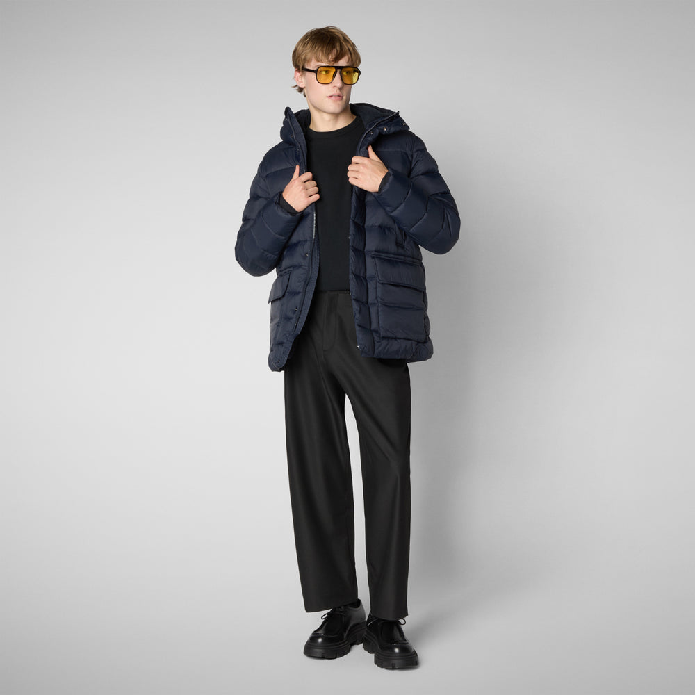Save the duck PIUMINO ANIMAL FREE CON CAPPUCCIO UOMO LYLE BLU NERO Promozione