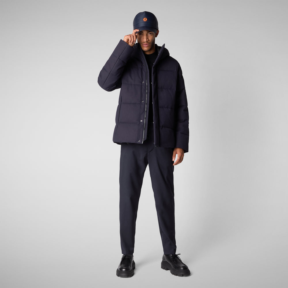 Save the duck PIUMINO ANIMAL FREE CON CAPPUCCIO UOMO FINNIAN BLU NERO Pezzi Unici