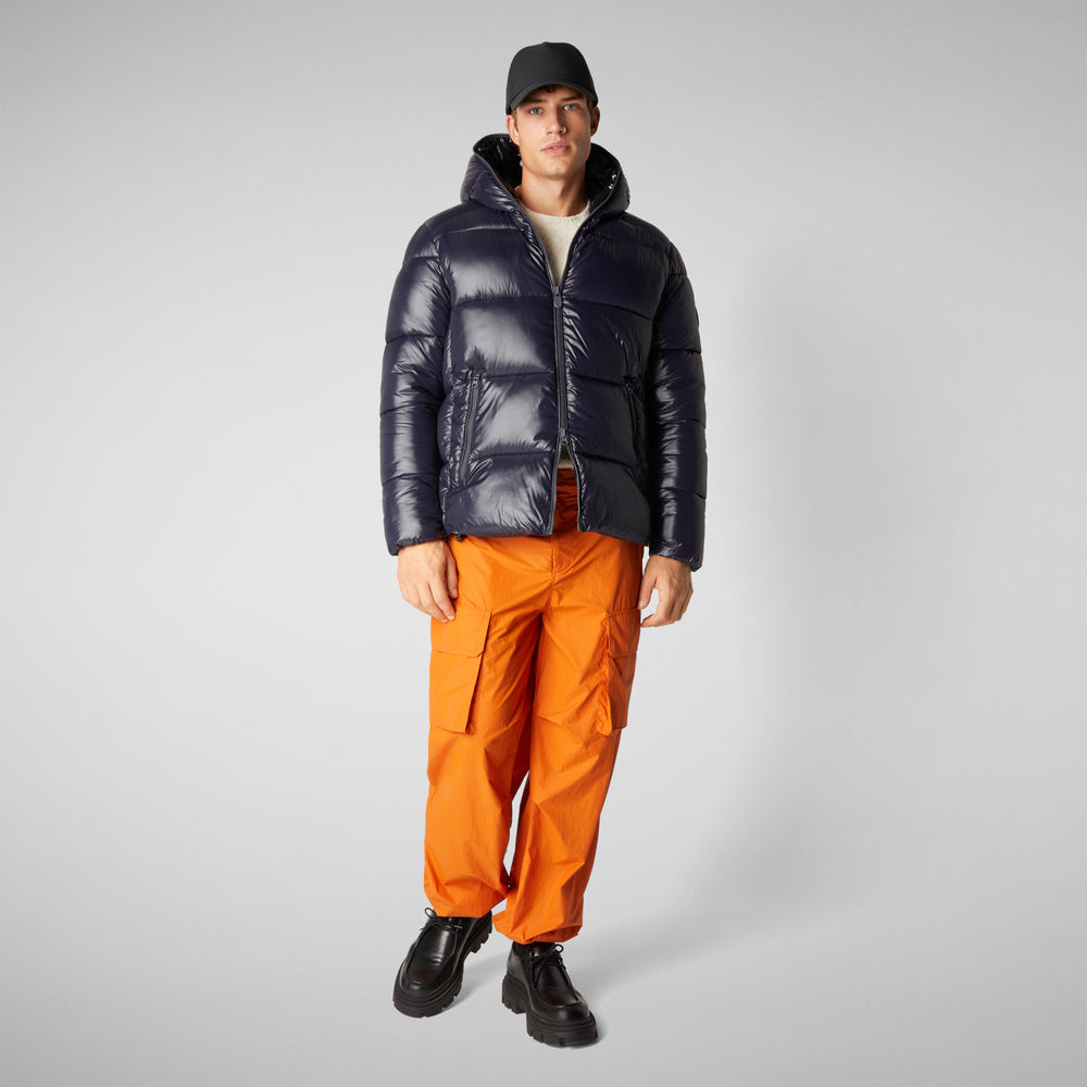 Save the duck PIUMINO ANIMAL FREE CON CAPPUCCIO UOMO EDGARD BLU NERO Soddisfazione Garantita