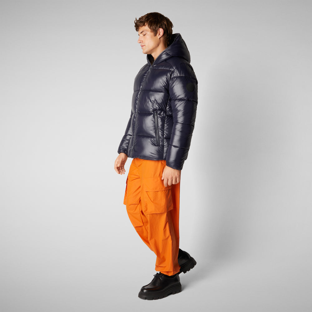 Save the duck PIUMINO ANIMAL FREE CON CAPPUCCIO UOMO EDGARD BLU NERO Soddisfazione Garantita