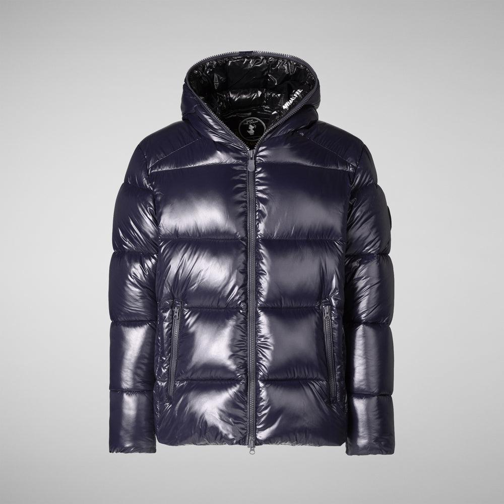 Save the duck PIUMINO ANIMAL FREE CON CAPPUCCIO UOMO EDGARD BLU NERO Soddisfazione Garantita