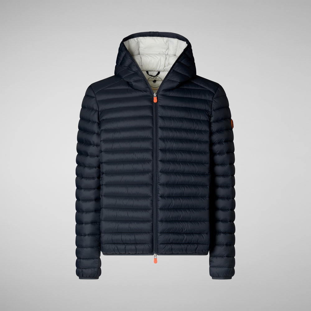 Save the duck PIUMINO ANIMAL FREE CON CAPPUCCIO UOMO DONALD GRIGIO NERO Consegna Veloce