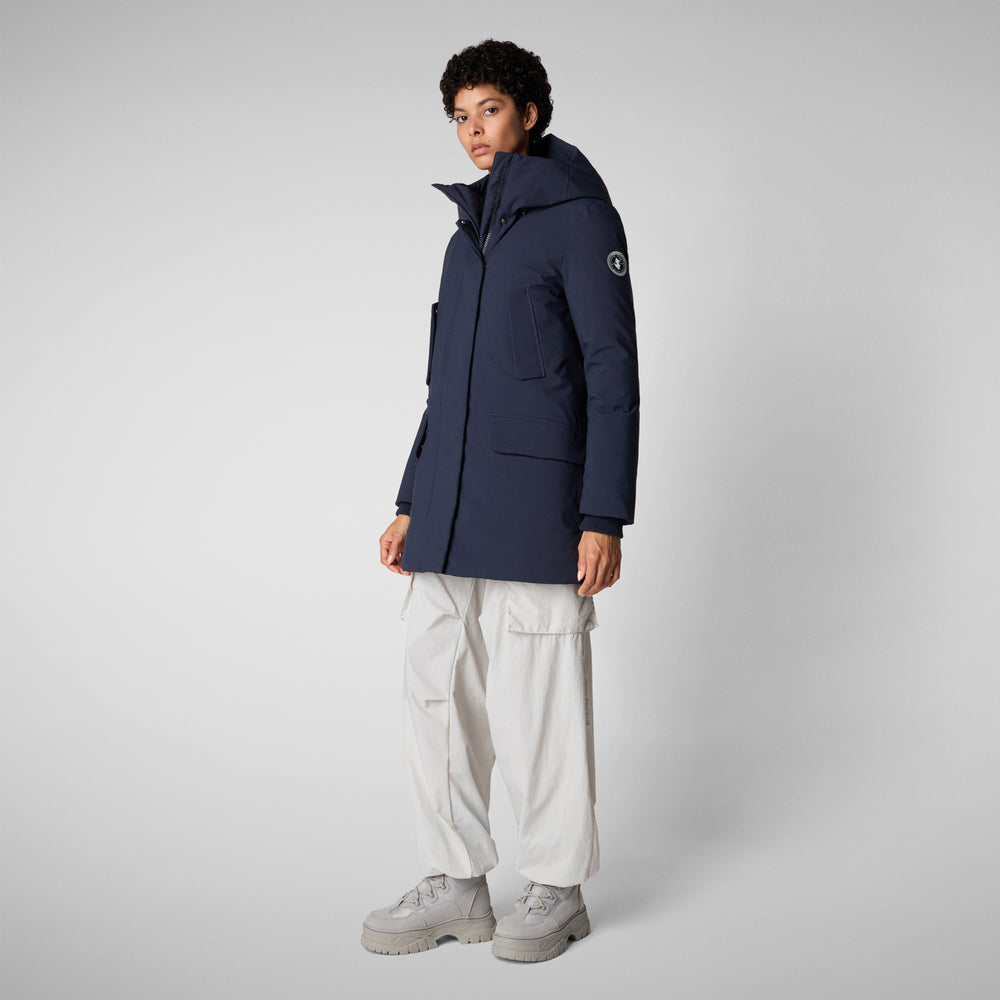 Save the duck PARKA DONNA CON CAPPUCCIO SOLEIL BLU NAVY Economico