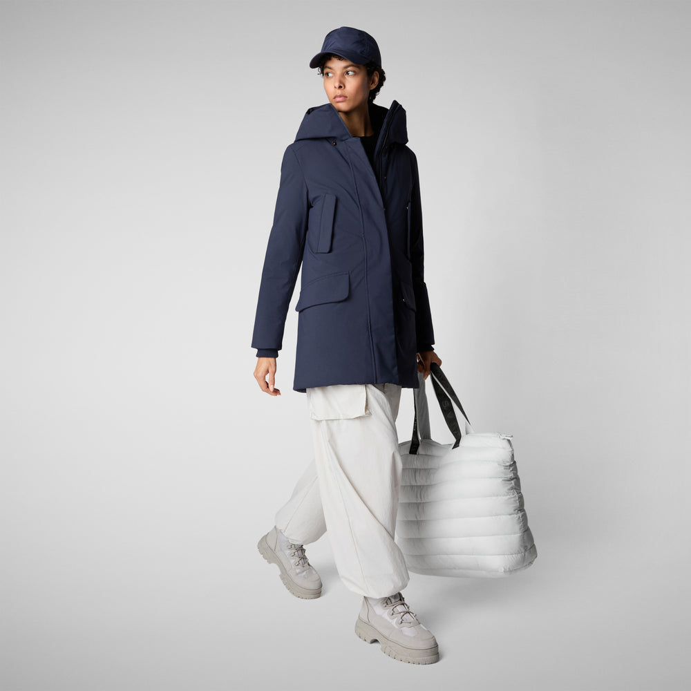 Save the duck PARKA DONNA CON CAPPUCCIO SOLEIL BLU NAVY Economico