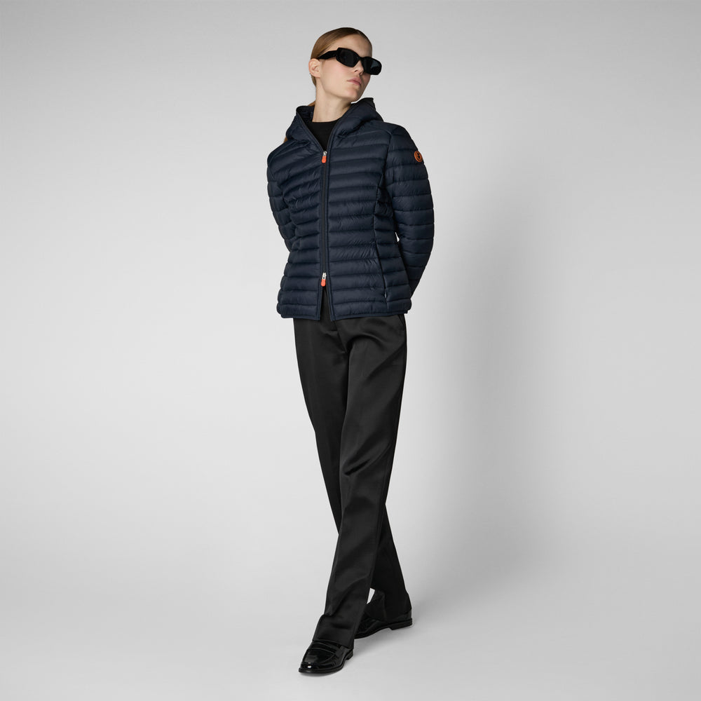 Save the duck PIUMINO ANIMAL FREE CON CAPPUCCIO DONNA DAISY BLU NERO In Vendita