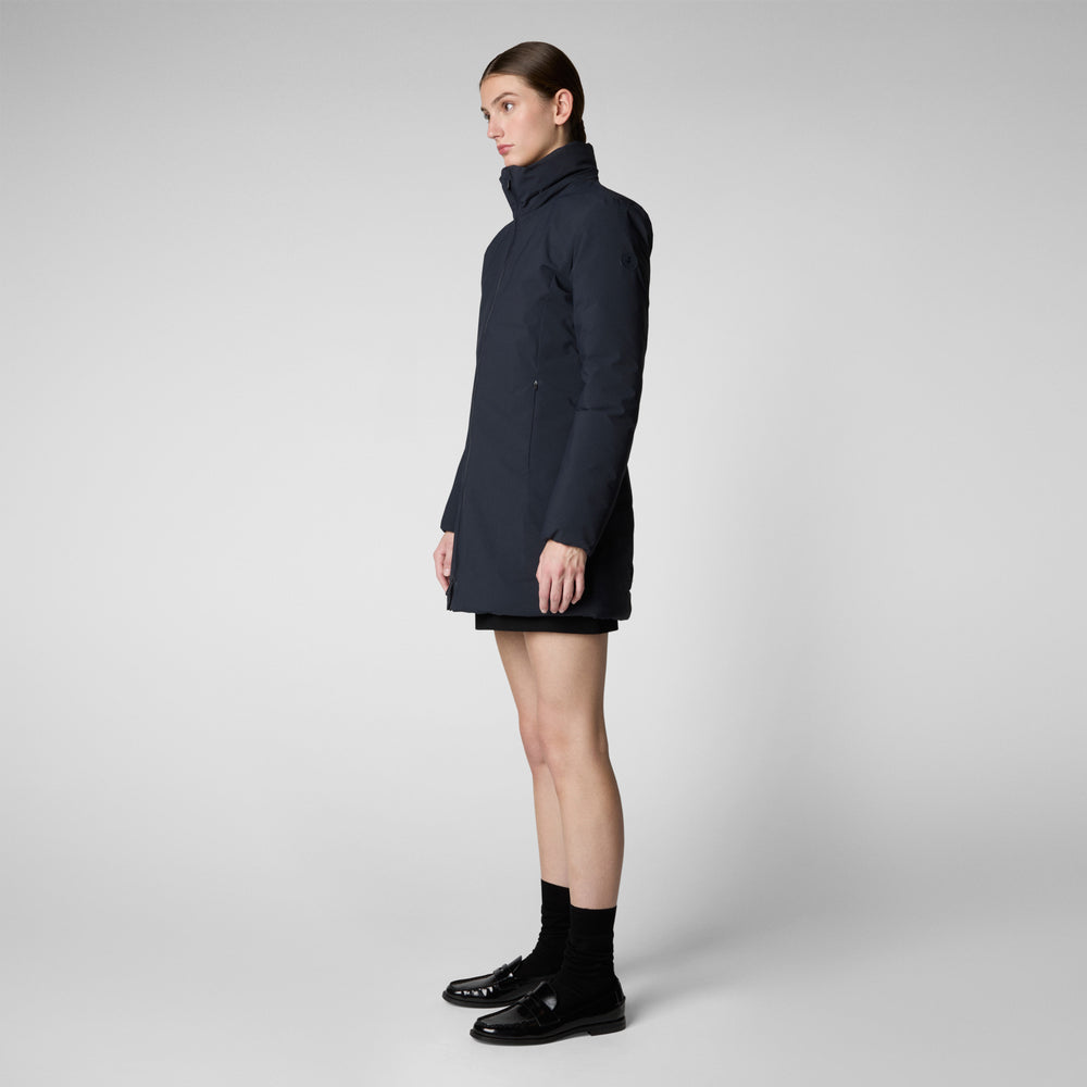Save the duck PARKA DONNA CON CAPPUCCIO RACHEL BLU NERO Saldi Di Fabbrica