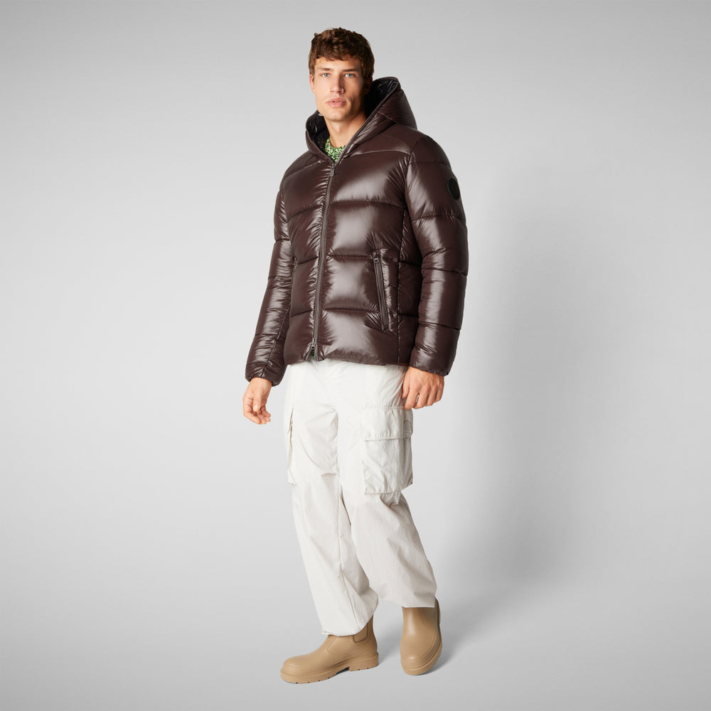 Save the duck PIUMINO ANIMAL FREE CON CAPPUCCIO UOMO EDGARD MARRONE NERO Vendite Flash