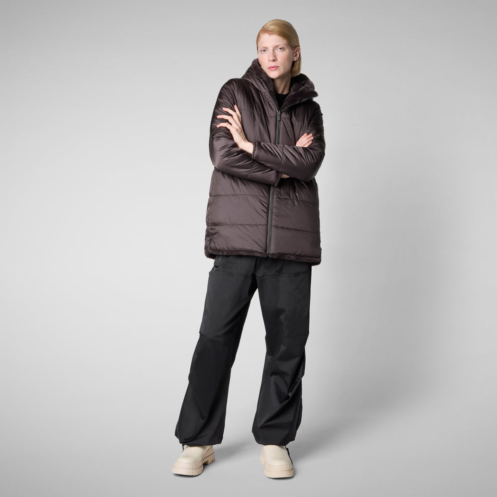 Save the duck GIACCA CON CAPPUCCIO DONNA BRIDGET BROWN NERO Promozione