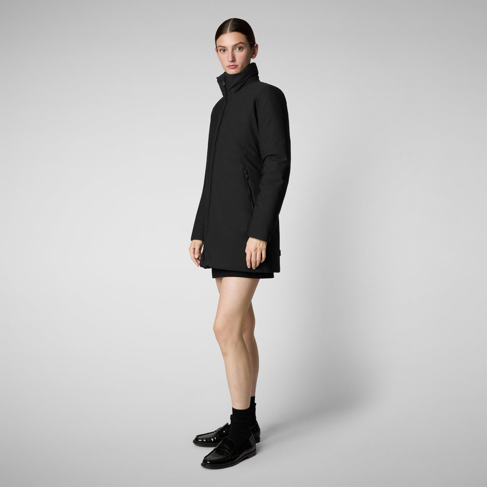 Save the duck giacca DONNA CON CAPPUCCIO LILA NERO Offerta temporanea