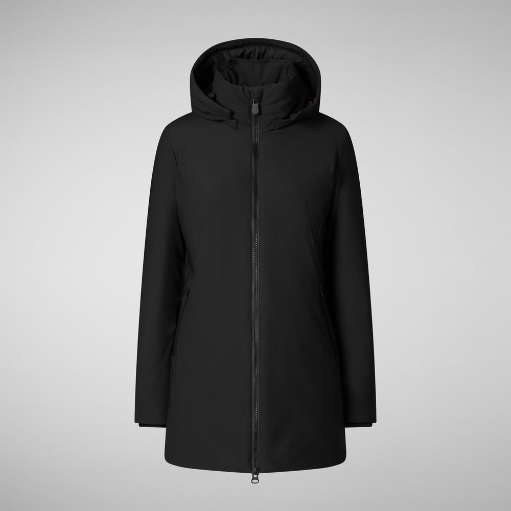 Save the duck giacca DONNA CON CAPPUCCIO LILA NERO Offerta temporanea