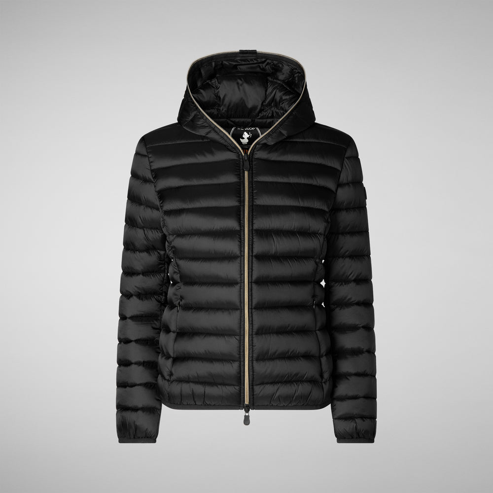 Save the duck PIUMINO ANIMAL FREE CON CAPPUCCIO DONNA ALEXIS NERO Vendita Calda