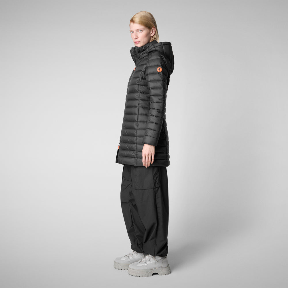 Save the duck PIUMINO ANIMAL FREE CON CAPPUCCIO DONNA CAROL NERO Saldi Di Fabbrica