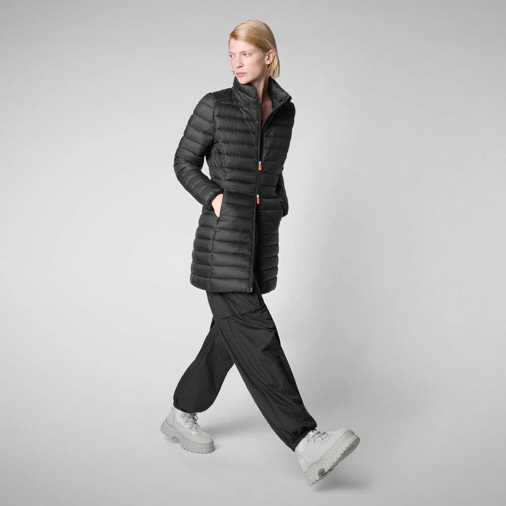 Save the duck PIUMINO ANIMAL FREE CON CAPPUCCIO DONNA CAROL NERO Saldi Di Fabbrica