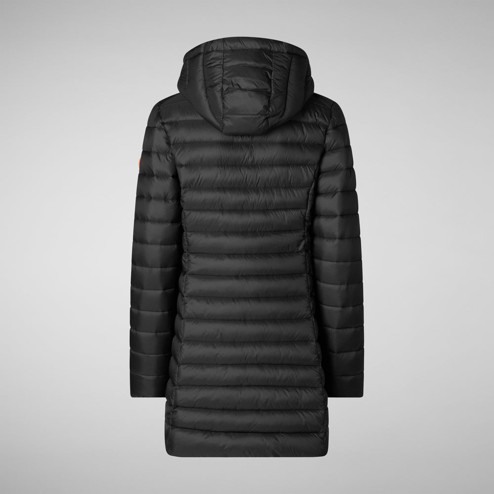 Save the duck PIUMINO ANIMAL FREE CON CAPPUCCIO DONNA CAROL NERO Saldi Di Fabbrica