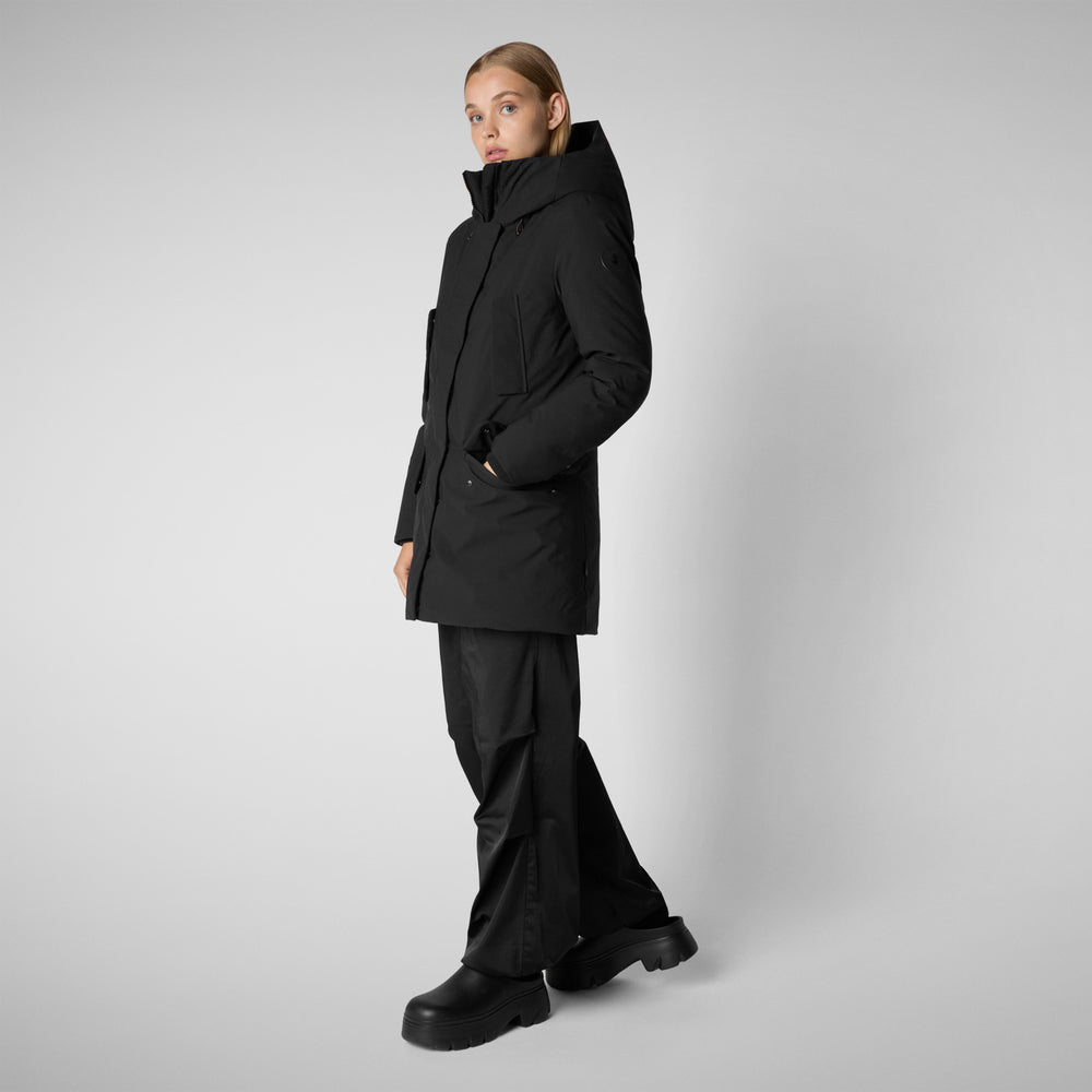 Save the duck PARKA DONNA CON CAPPUCCIO SOLEIL NERO Promozione Limitata