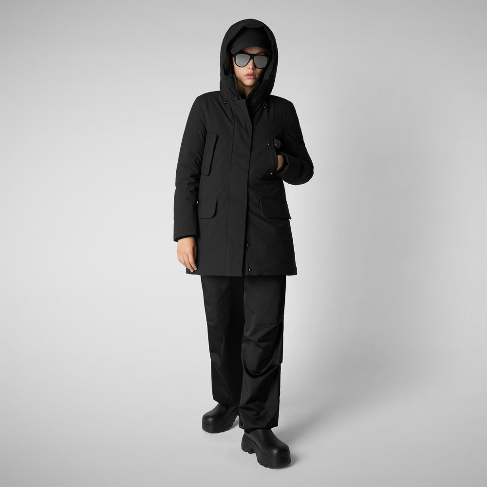 Save the duck PARKA DONNA CON CAPPUCCIO SOLEIL NERO Promozione Limitata