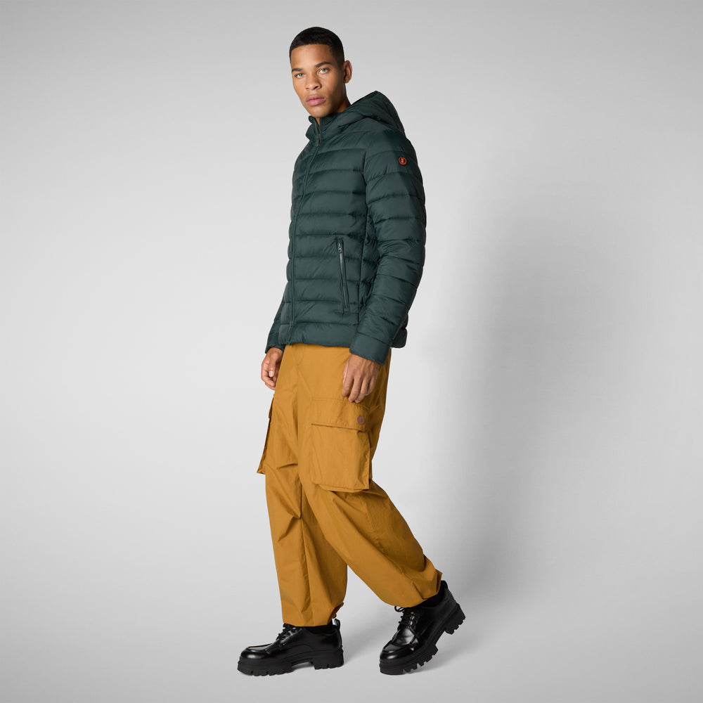 Save the duck PIUMINO ANIMAL FREE CON CAPPUCCIO UOMO HECTOR VERDE NERO Pezzi Unici