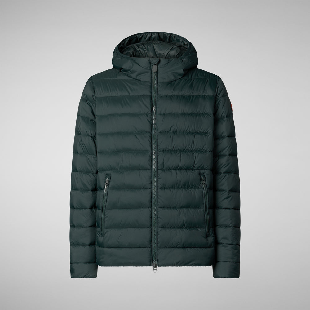 Save the duck PIUMINO ANIMAL FREE CON CAPPUCCIO UOMO HECTOR VERDE NERO Pezzi Unici