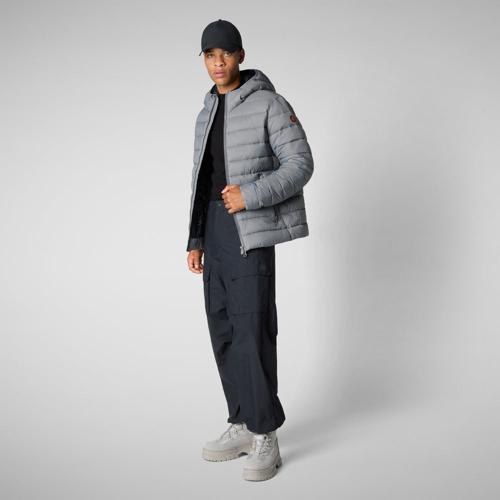 Save the duck PIUMINO ANIMAL FREE CON CAPPUCCIO UOMO HECTOR GRIGIO Negozi Online