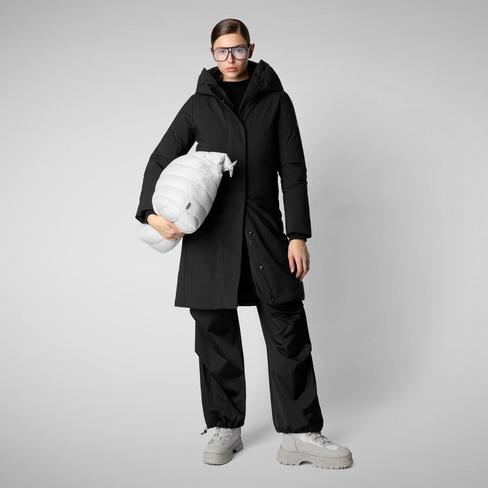 Save the duck PARKA DONNA CON CAPPUCCIO SIENNA NERO Ritorno libero