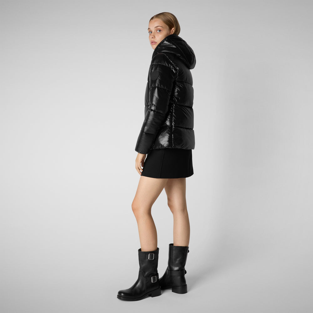 Save the duck PIUMINO ANIMAL FREE CON CAPPUCCIO DONNA LOIS NERO Ultimi tre giorni