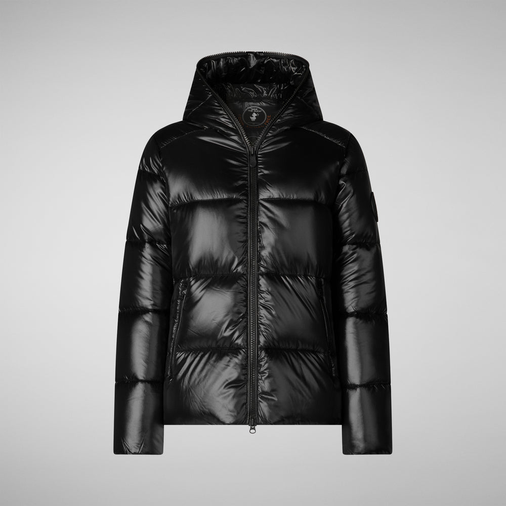 Save the duck PIUMINO ANIMAL FREE CON CAPPUCCIO DONNA LOIS NERO Ultimi tre giorni