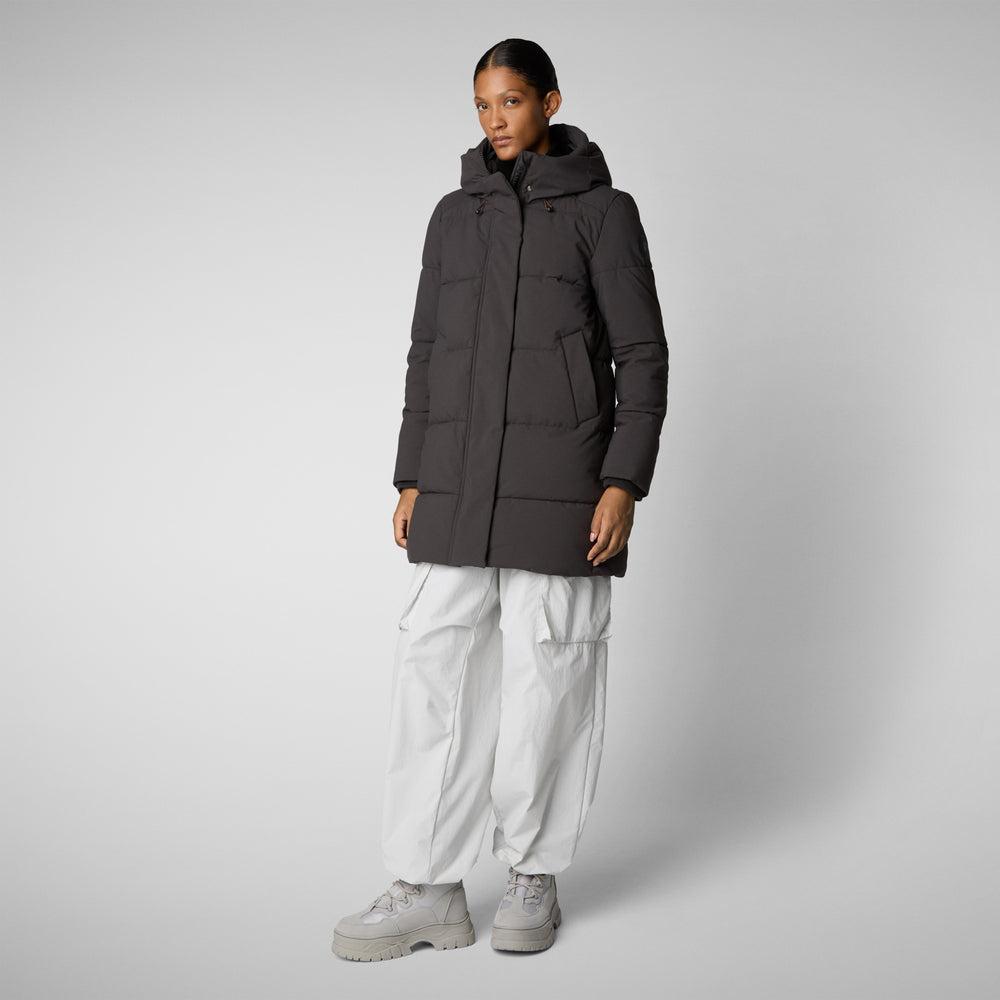 Save the duck PARKA DONNA CON CAPPUCCIO BETHANY BROWN NERO Promozione temporanea