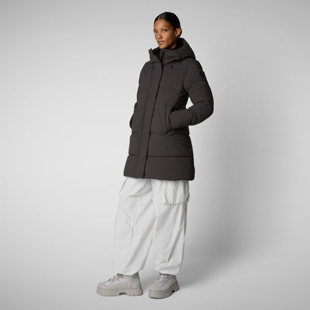 Save the duck PARKA DONNA CON CAPPUCCIO BETHANY BROWN NERO Promozione temporanea