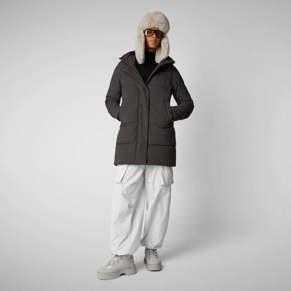 Save the duck PARKA DONNA CON CAPPUCCIO BETHANY BROWN NERO Promozione temporanea