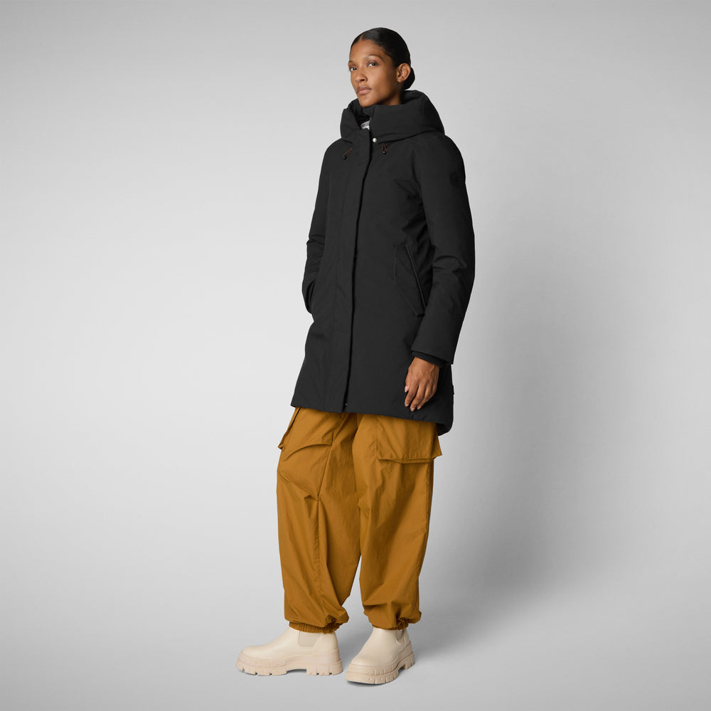 Save the duck PARKA DONNA CON CAPPUCCIO NELLIE NERO Fino al 60% di sconto