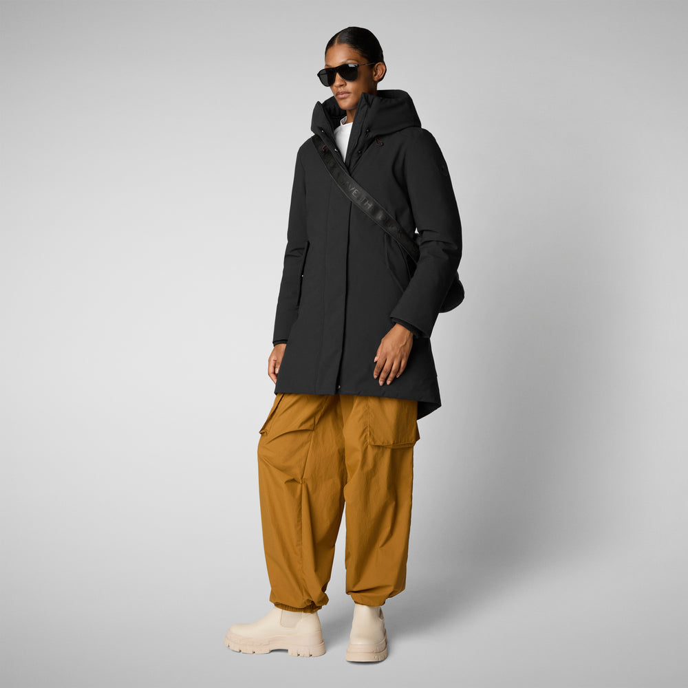 Save the duck PARKA DONNA CON CAPPUCCIO NELLIE NERO Fino al 60% di sconto