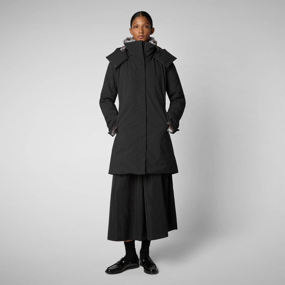 Save the duck PARKA DONNA CON CAPPUCCIO SAMANTAH NERO Fino al 65% di sconto