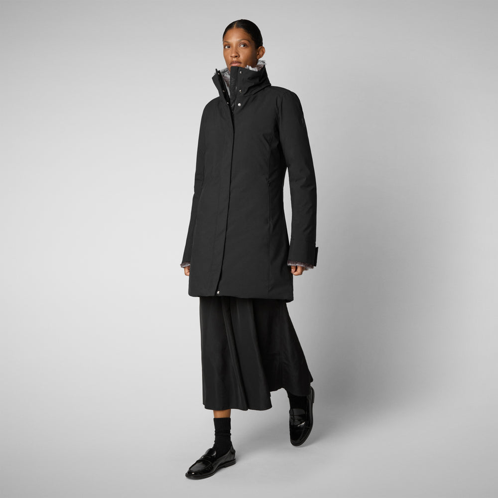Save the duck PARKA DONNA CON CAPPUCCIO SAMANTAH NERO Fino al 65% di sconto