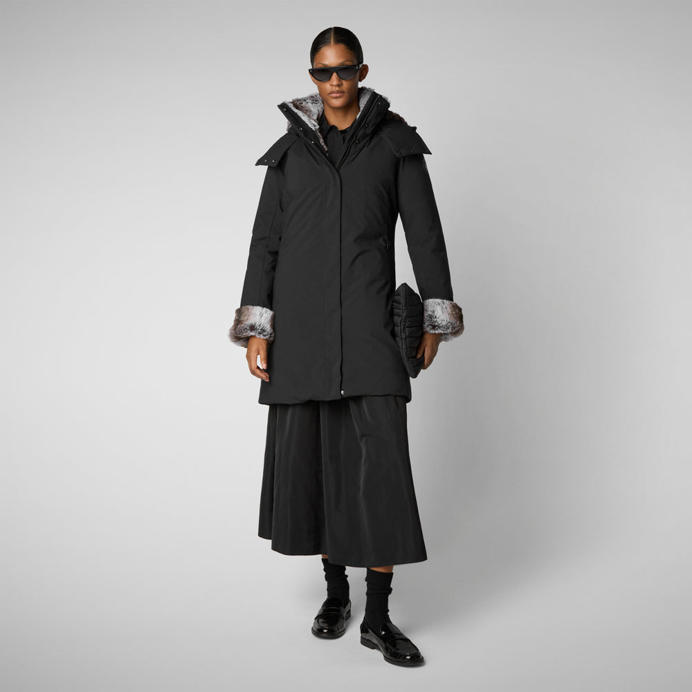 Save the duck PARKA DONNA CON CAPPUCCIO SAMANTAH NERO Fino al 65% di sconto