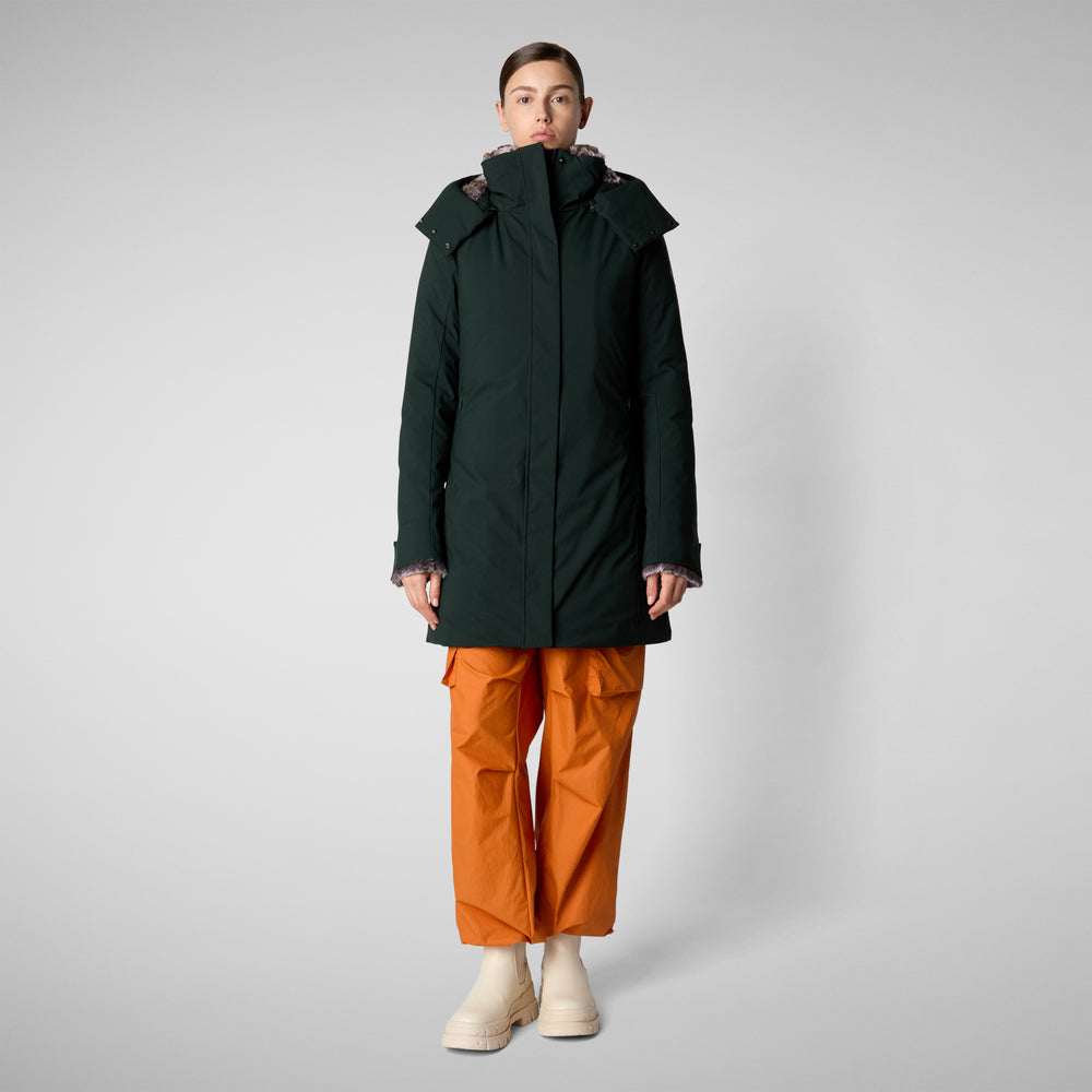 Save the duck PARKA DONNA CON CAPPUCCIO SAMANTAH VERDE NERO Offerta speciale della fabbrica