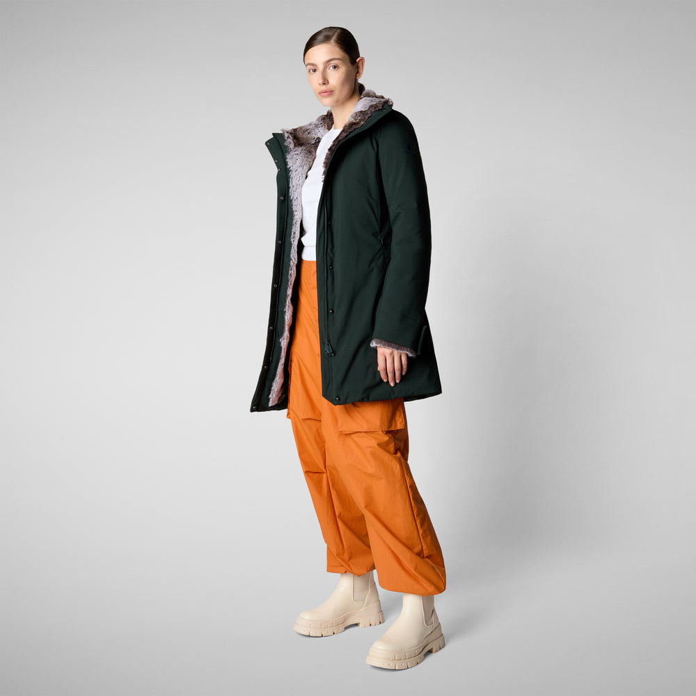 Save the duck PARKA DONNA CON CAPPUCCIO SAMANTAH VERDE NERO Offerta speciale della fabbrica