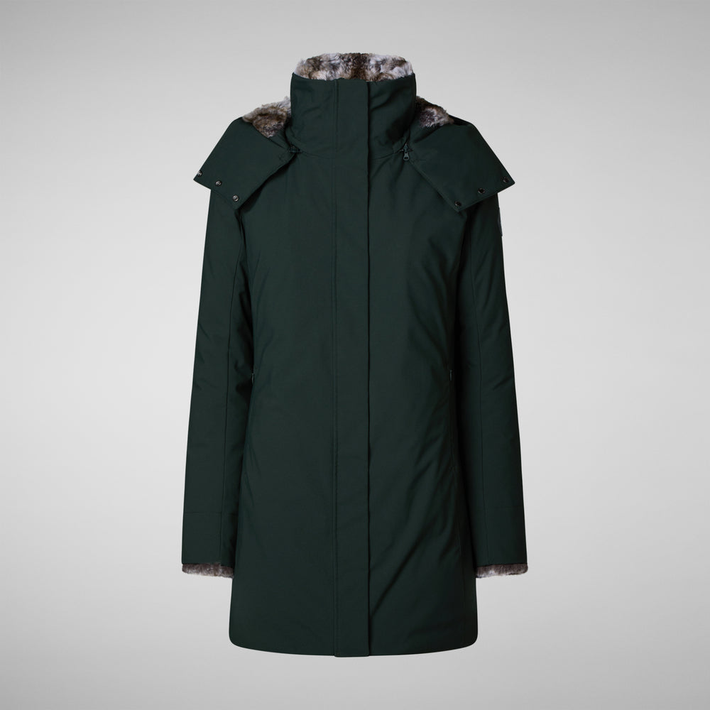 Save the duck PARKA DONNA CON CAPPUCCIO SAMANTAH VERDE NERO Offerta speciale della fabbrica