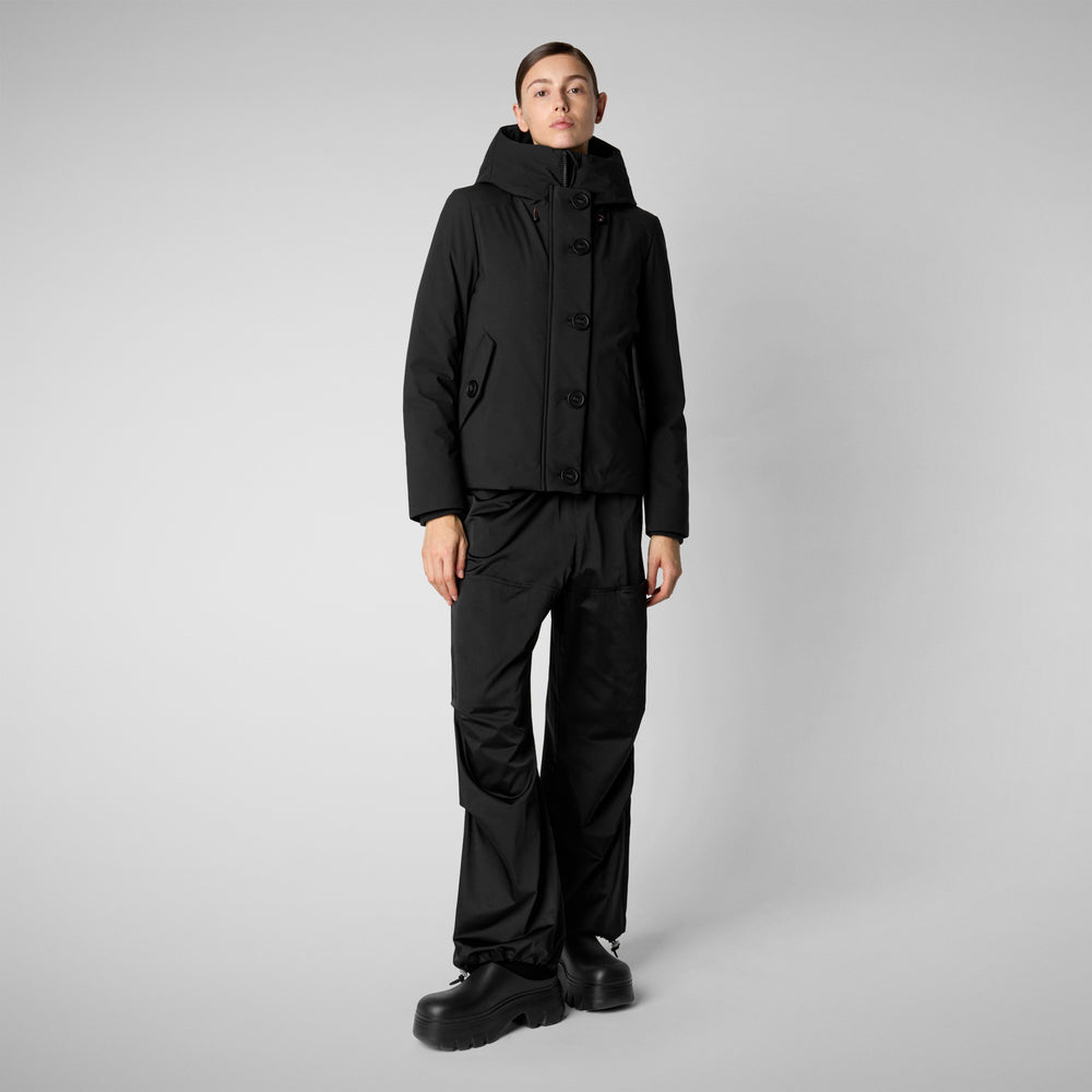 Save the duck PARKA DONNA CON CAPPUCCIO SHANON NERO Sostegno trimestrale
