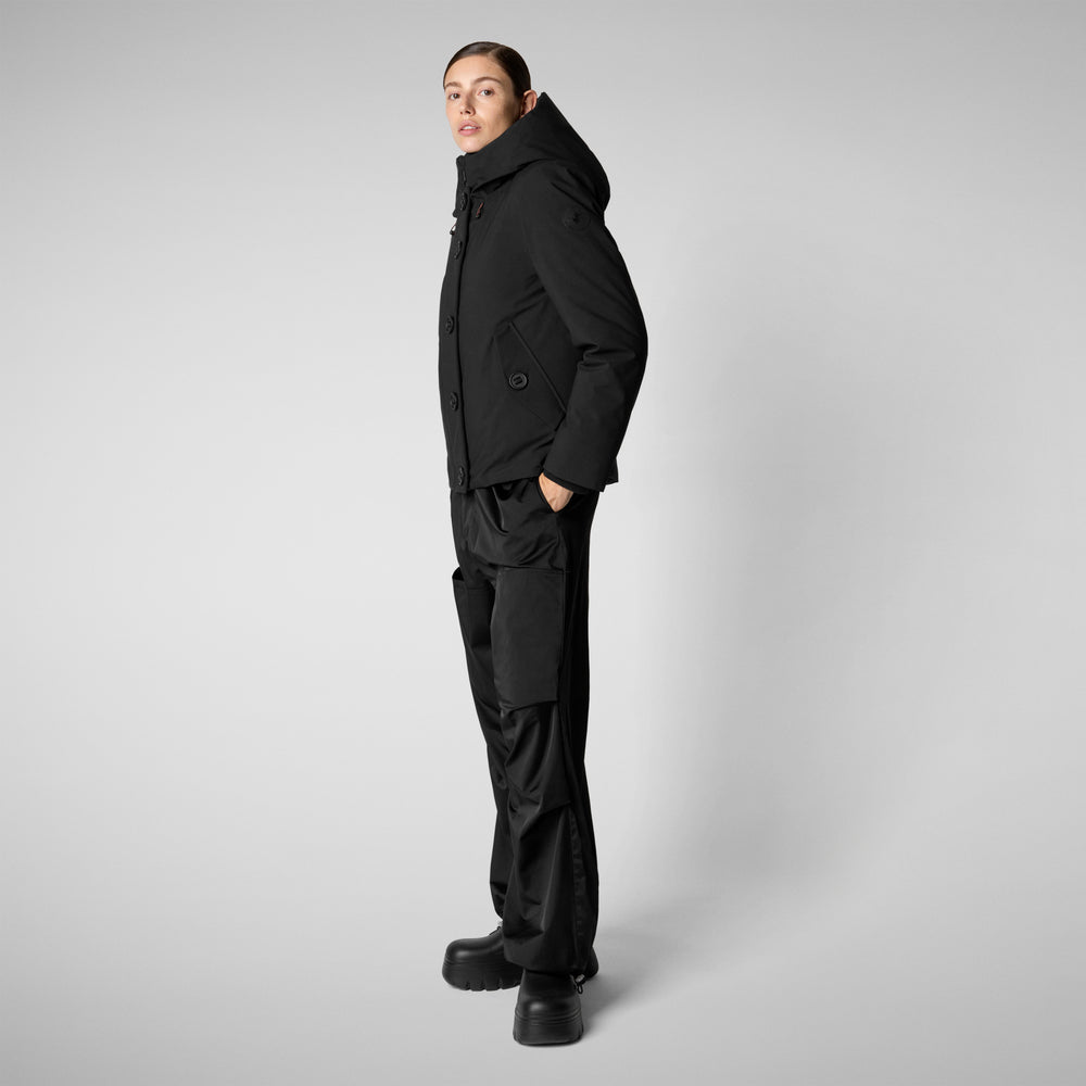 Save the duck PARKA DONNA CON CAPPUCCIO SHANON NERO Sostegno trimestrale