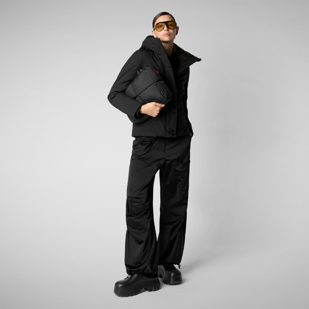 Save the duck PARKA DONNA CON CAPPUCCIO SHANON NERO Sostegno trimestrale