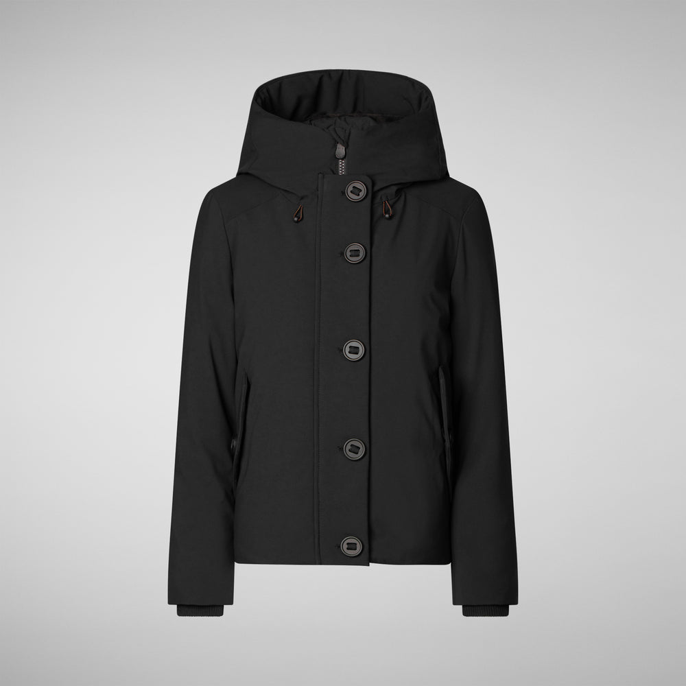 Save the duck PARKA DONNA CON CAPPUCCIO SHANON NERO Sostegno trimestrale