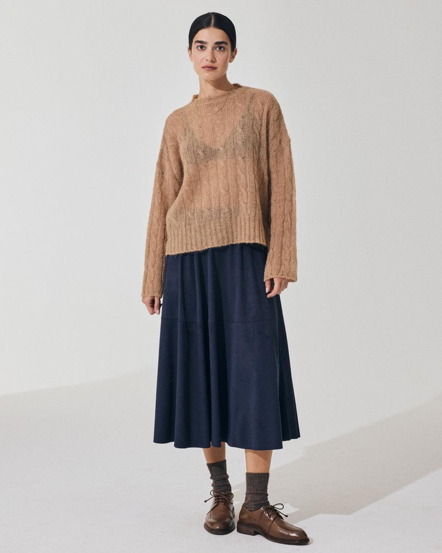 Scaglione ROUND NECK BOXY CABLES ULTRALIGHT CARAMEL Affare Del Giorno