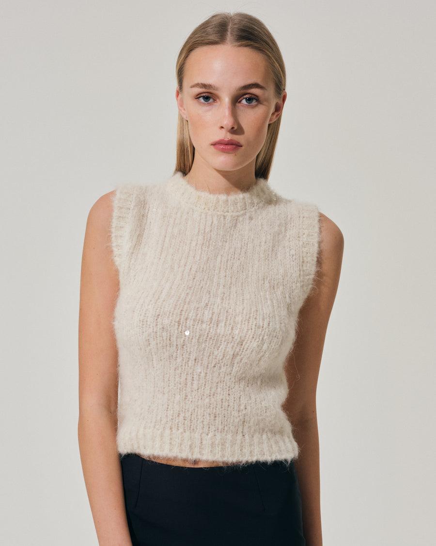 Scaglione GILET ROUND N. PAILLETTES MILK Sottocosto