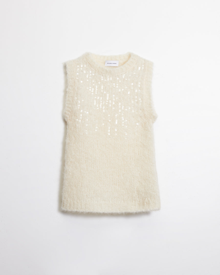 Scaglione GILET ROUND N. PAILLETTES MILK Sottocosto